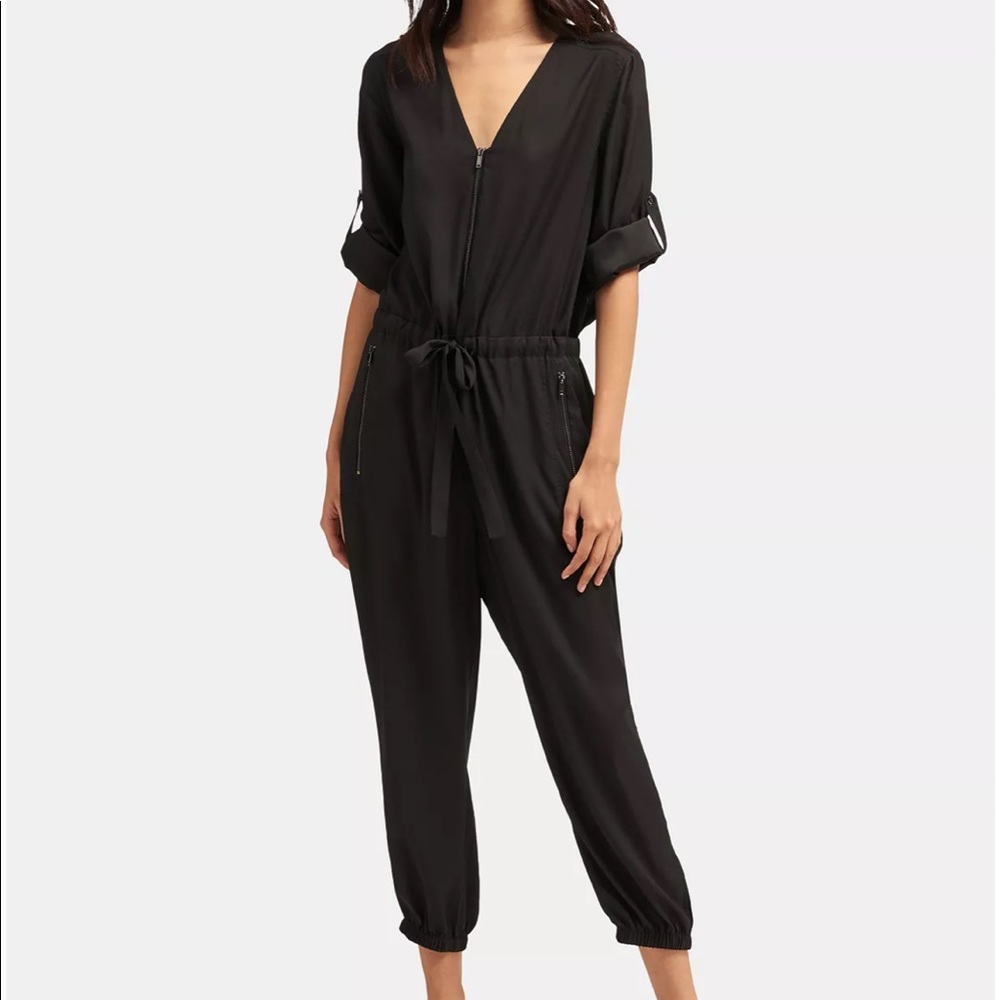 DKNY Roll-Tab Zip-Front Jumpsuit